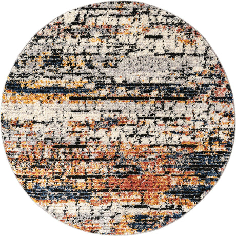 Multicolor 5' x 5' Tucson Round Area Rug 100% Polyester Unique Modern Carpet for Dining Rooms, Living Room, Bedrooms, Office Space for Sale at Rug Engine