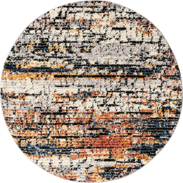 Multicolor 5' x 5' Tucson Round Area Rug 100% Polyester Unique Modern Carpet for Dining Rooms, Living Room, Bedrooms, Office Space for Sale at Rug Engine