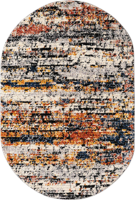 Multicolor 4' x 6' Tucson Oval Area Rug 100% Polyester Unique Modern Carpet for Dining Rooms, Living Room, Bedrooms, Office Space for Sale at Rug Engine