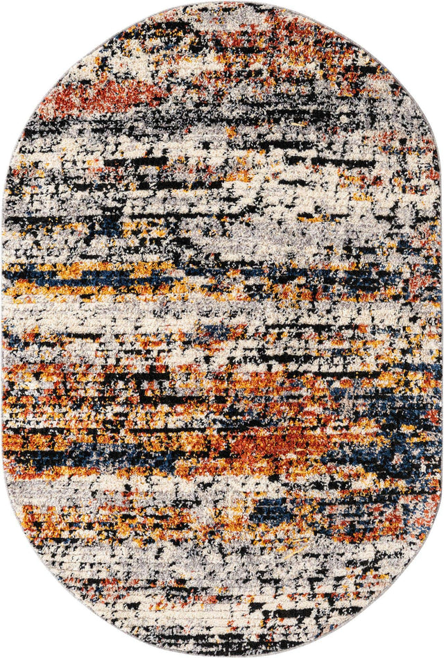 Multicolor 4' x 6' Tucson Oval Area Rug 100% Polyester Unique Modern Carpet for Dining Rooms, Living Room, Bedrooms, Office Space for Sale at Rug Engine