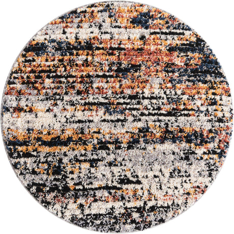 Multicolor 3' x 3' Tucson Round Area Rug 100% Polyester Unique Modern Carpet for Dining Rooms, Living Room, Bedrooms, Office Space for Sale at Rug Engine