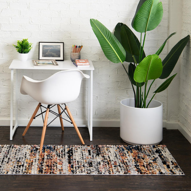 Multicolor 2' 7 x 12' Tucson Runner Area Rug 100% Polyester Unique Modern Carpet for Dining Rooms, Living Room, Bedrooms, Office Space for Sale at Rug Engine