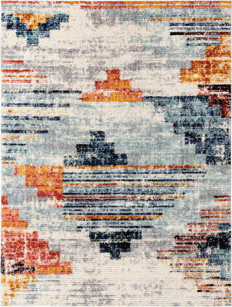Multicolor 9' x 12' Tucson Rectangle Area Rug 100% Polyester Unique Modern Carpet for Dining Rooms, Living Room, Bedrooms, Office Space for Sale at Rug Engine