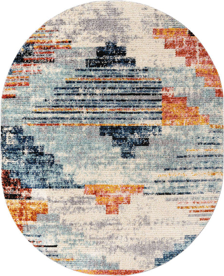 Multicolor 8' x 10' Tucson Oval Area Rug 100% Polyester Unique Modern Carpet for Dining Rooms, Living Room, Bedrooms, Office Space for Sale at Rug Engine