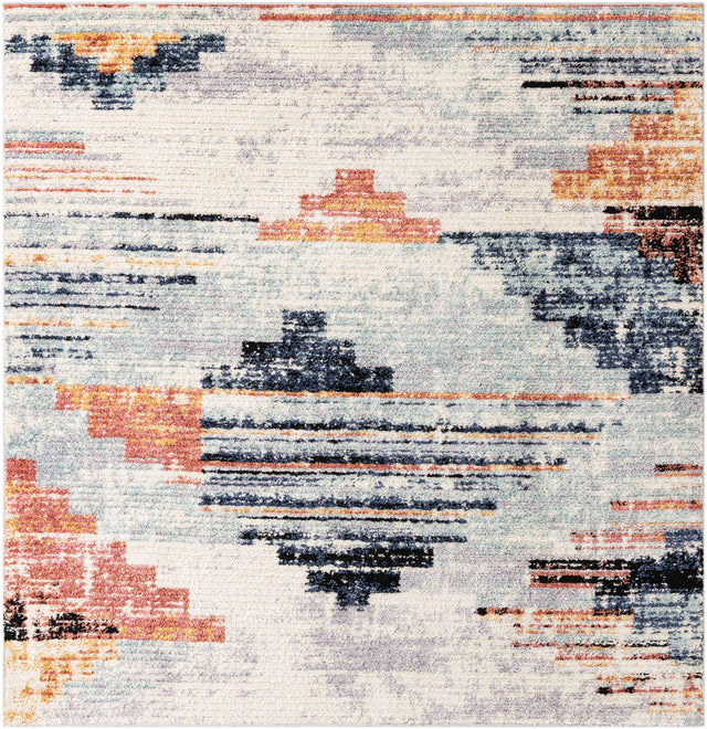 Multicolor 8' x 8' Tucson Square Area Rug 100% Polyester Unique Modern Carpet for Dining Rooms, Living Room, Bedrooms, Office Space for Sale at Rug Engine