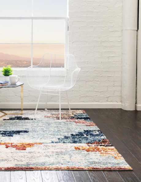 Multicolor 6' x 6' Tucson Square Area Rug 100% Polyester Unique Modern Carpet for Dining Rooms, Living Room, Bedrooms, Office Space for Sale at Rug Engine