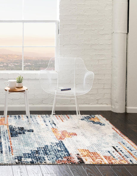 Multicolor 4' x 6' Tucson Rectangle Area Rug 100% Polyester Unique Modern Carpet for Dining Rooms, Living Room, Bedrooms, Office Space for Sale at Rug Engine