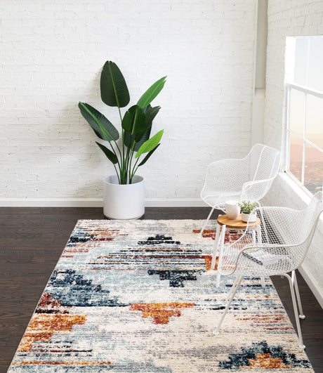 Multicolor 9' x 12' Tucson Rectangle Area Rug 100% Polyester Unique Modern Carpet for Dining Rooms, Living Room, Bedrooms, Office Space for Sale at Rug Engine