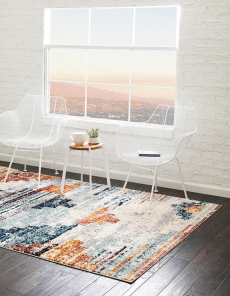 Multicolor 9' x 12' Tucson Rectangle Area Rug 100% Polyester Unique Modern Carpet for Dining Rooms, Living Room, Bedrooms, Office Space for Sale at Rug Engine