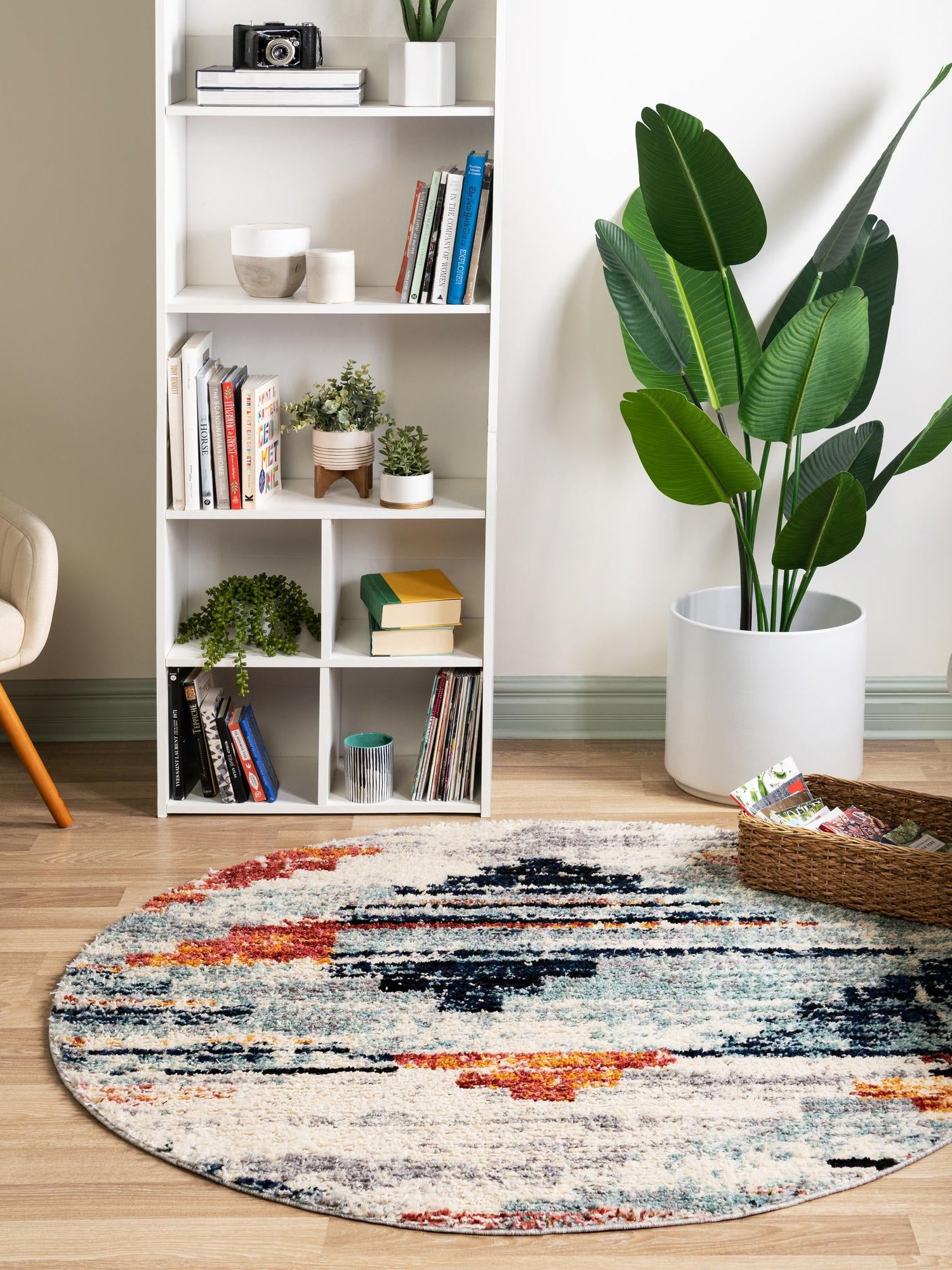 Multicolor 5' x 5' Tucson Round Area Rug 100% Polyester Unique Modern Carpet for Dining Rooms, Living Room, Bedrooms, Office Space for Sale at Rug Engine