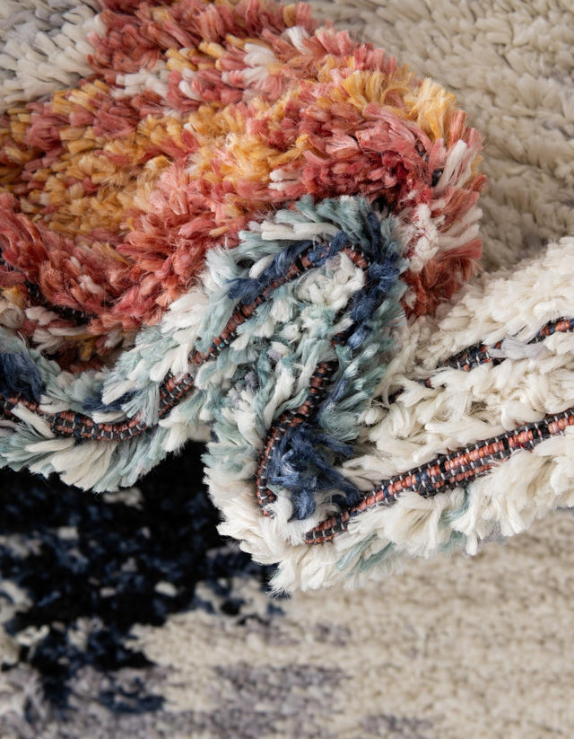 Multicolor 7' x 7' Tucson Round Area Rug 100% Polyester Unique Modern Carpet for Dining Rooms, Living Room, Bedrooms, Office Space for Sale at Rug Engine