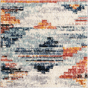 Multicolor 4' x 4' Tucson Square Area Rug 100% Polyester Unique Modern Carpet for Dining Rooms, Living Room, Bedrooms, Office Space for Sale at Rug Engine
