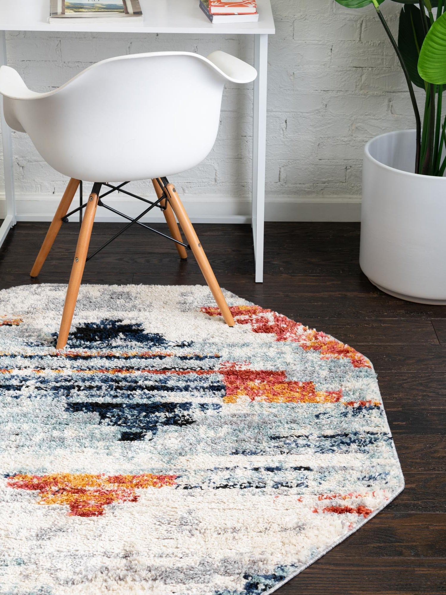 Multicolor 7' x 7' Tucson Octagon Area Rug 100% Polyester Unique Modern Carpet for Dining Rooms, Living Room, Bedrooms, Office Space for Sale at Rug Engine