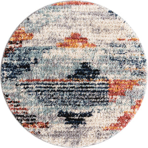 Multicolor 3' x 3' Tucson Round Area Rug 100% Polyester Unique Modern Carpet for Dining Rooms, Living Room, Bedrooms, Office Space for Sale at Rug Engine