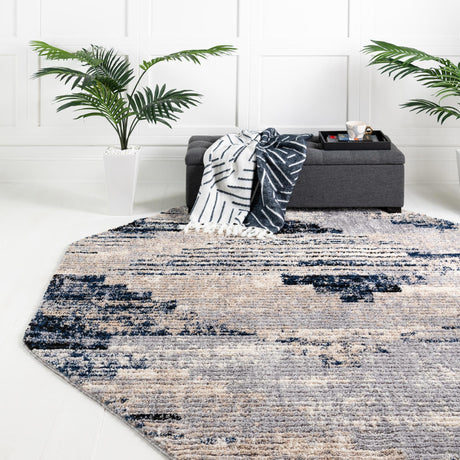 Gray 7' x 7' Tucson Octagon Area Rug 100% Polyester Unique Modern Carpet for Dining Rooms, Living Room, Bedrooms, Office Space for Sale at Rug Engine