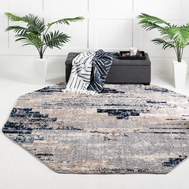 Gray 4' x 4' Tucson Octagon Area Rug 100% Polyester Unique Modern Carpet for Dining Rooms, Living Room, Bedrooms, Office Space for Sale at Rug Engine