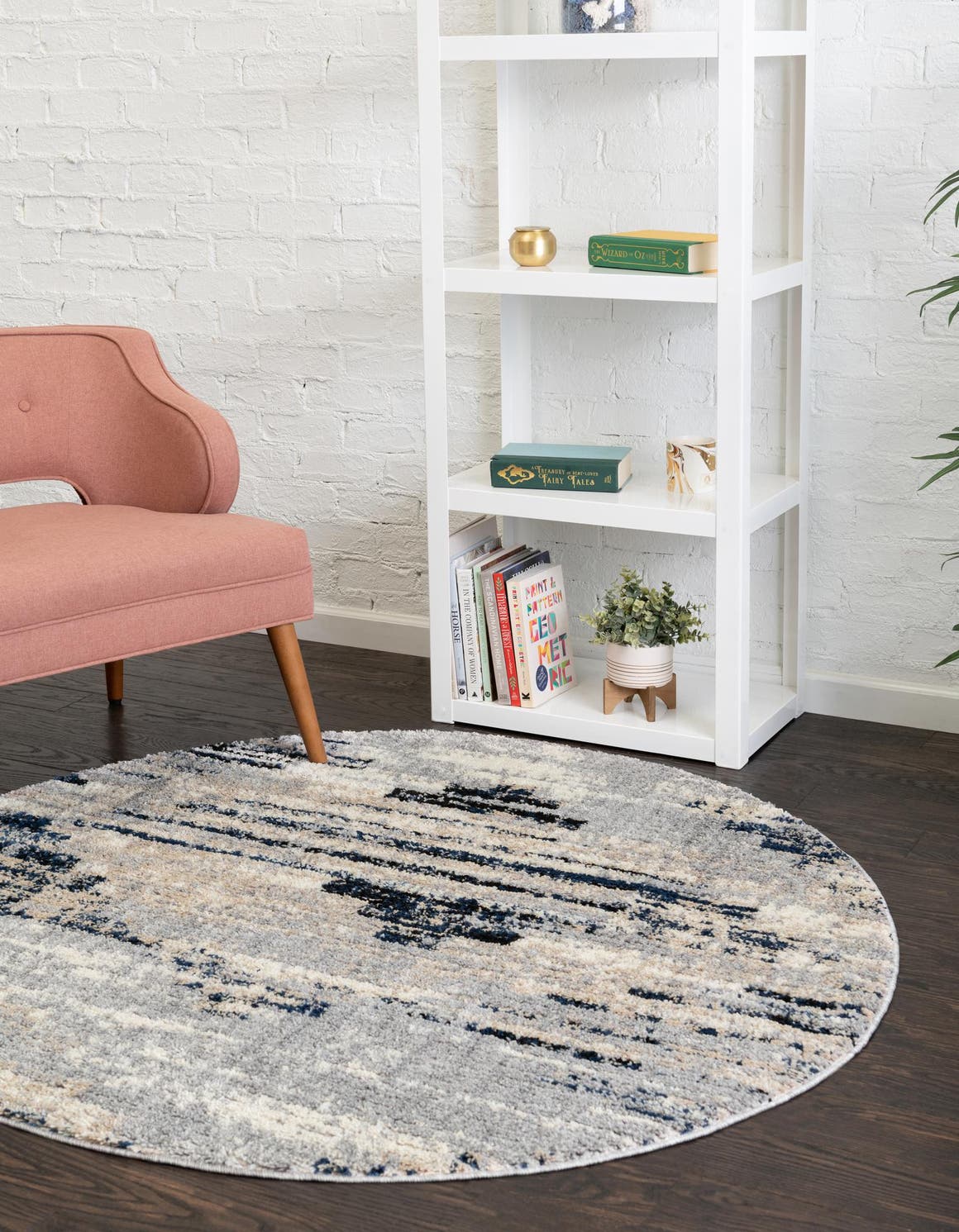 Gray 3' x 3' Tucson Round Area Rug 100% Polyester Unique Modern Carpet for Dining Rooms, Living Room, Bedrooms, Office Space for Sale at Rug Engine