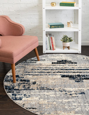Gray 5' x 5' Tucson Round Area Rug 100% Polyester Unique Modern Carpet for Dining Rooms, Living Room, Bedrooms, Office Space for Sale at Rug Engine