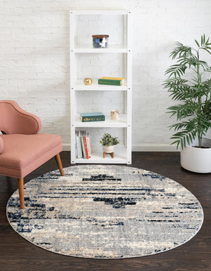 Gray 5' x 5' Tucson Round Area Rug 100% Polyester Unique Modern Carpet for Dining Rooms, Living Room, Bedrooms, Office Space for Sale at Rug Engine