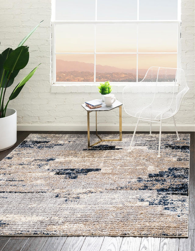 Gray 8' x 8' Tucson Square Area Rug 100% Polyester Unique Modern Carpet for Dining Rooms, Living Room, Bedrooms, Office Space for Sale at Rug Engine