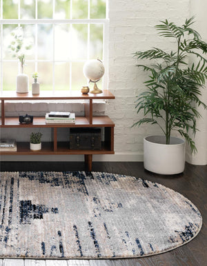 Gray 4' x 6' Tucson Oval Area Rug 100% Polyester Unique Modern Carpet for Dining Rooms, Living Room, Bedrooms, Office Space for Sale at Rug Engine