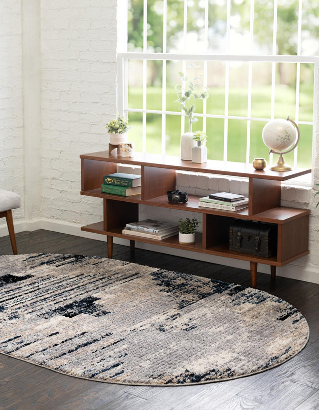 Gray 4' x 6' Tucson Oval Area Rug 100% Polyester Unique Modern Carpet for Dining Rooms, Living Room, Bedrooms, Office Space for Sale at Rug Engine