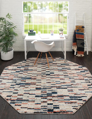 Multicolor 7' x 7' Tucson Octagon Area Rug 100% Polyester Unique Modern Carpet for Dining Rooms, Living Room, Bedrooms, Office Space for Sale at Rug Engine