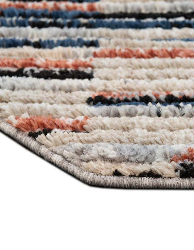 Multicolor 7' x 7' Tucson Octagon Area Rug 100% Polyester Unique Modern Carpet for Dining Rooms, Living Room, Bedrooms, Office Space for Sale at Rug Engine