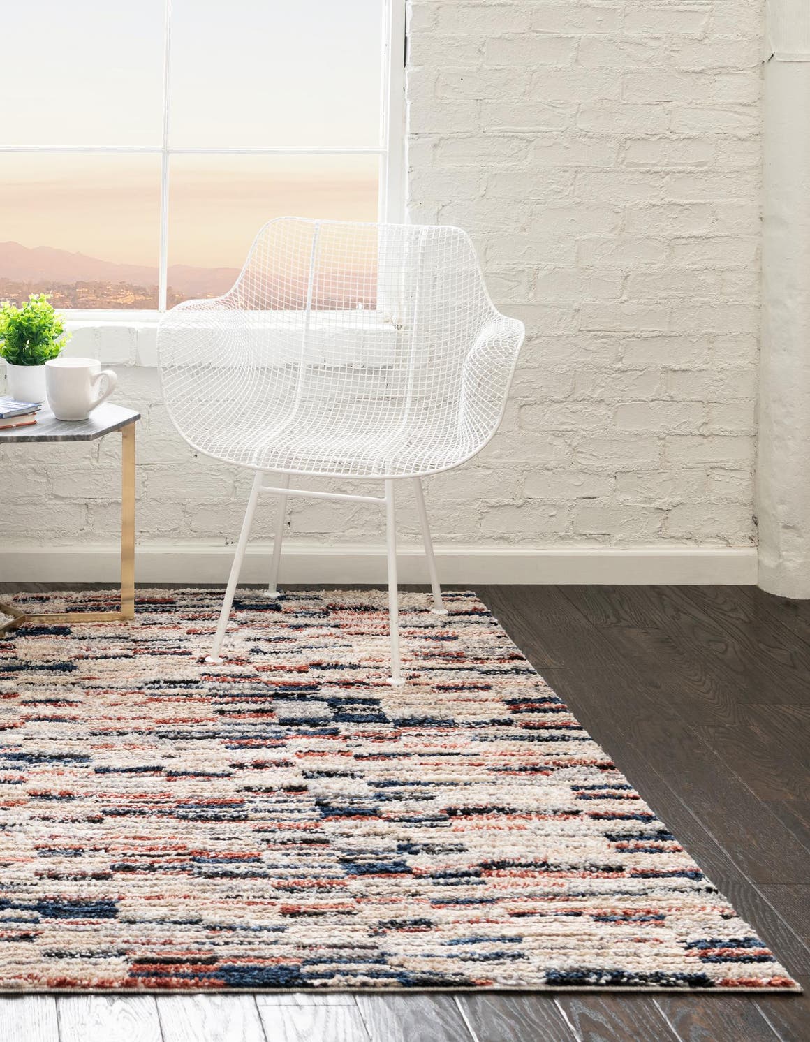 Multicolor 6' x 6' Tucson Square Area Rug 100% Polyester Unique Modern Carpet for Dining Rooms, Living Room, Bedrooms, Office Space for Sale at Rug Engine