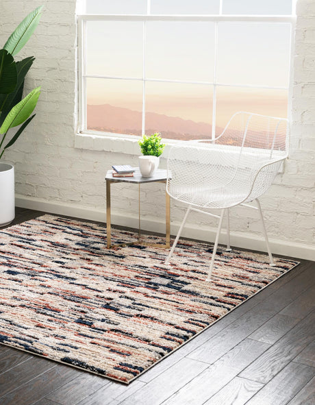 Multicolor 6' x 6' Tucson Square Area Rug 100% Polyester Unique Modern Carpet for Dining Rooms, Living Room, Bedrooms, Office Space for Sale at Rug Engine