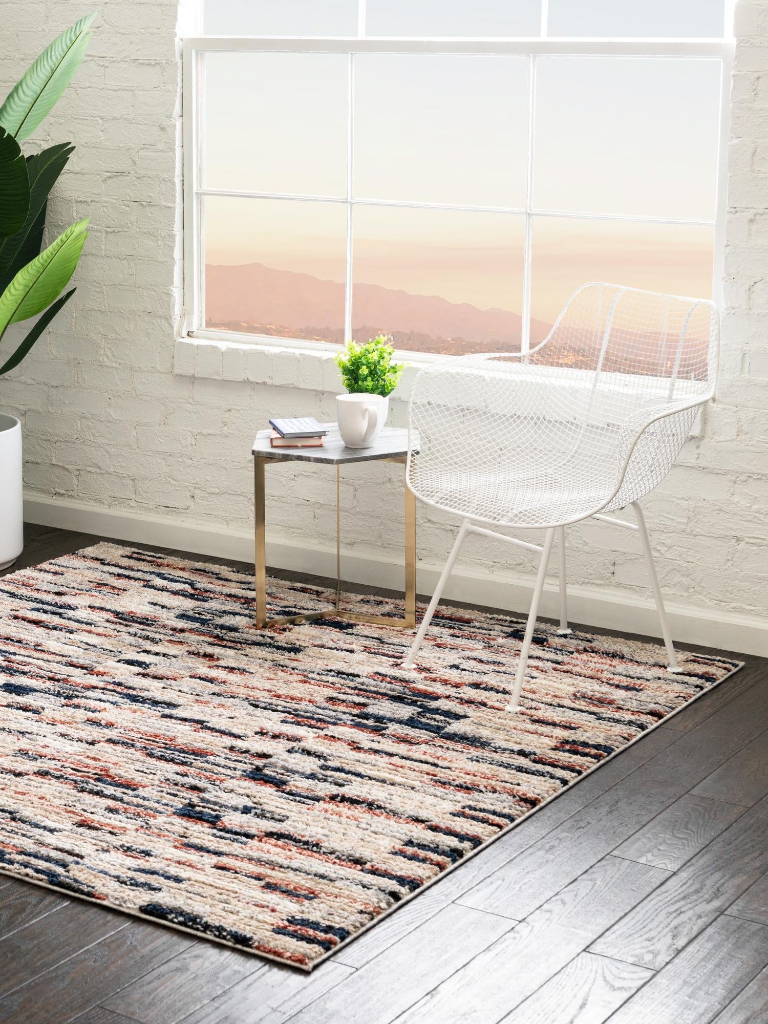 Multicolor 4' x 4' Tucson Square Area Rug 100% Polyester Unique Modern Carpet for Dining Rooms, Living Room, Bedrooms, Office Space for Sale at Rug Engine