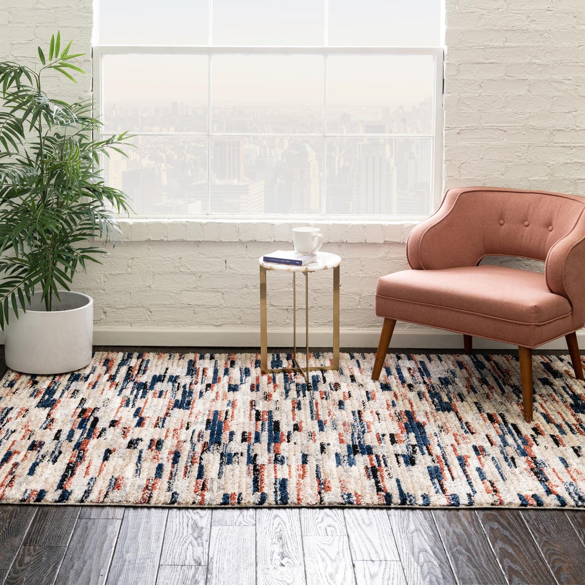 Multicolor 4' x 6' Tucson Rectangle Area Rug 100% Polyester Unique Modern Carpet for Dining Rooms, Living Room, Bedrooms, Office Space for Sale at Rug Engine