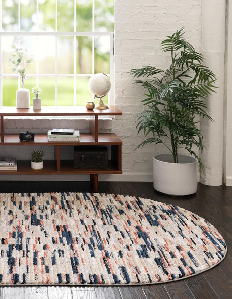 Multicolor 4' x 6' Tucson Oval Area Rug 100% Polyester Unique Modern Carpet for Dining Rooms, Living Room, Bedrooms, Office Space for Sale at Rug Engine