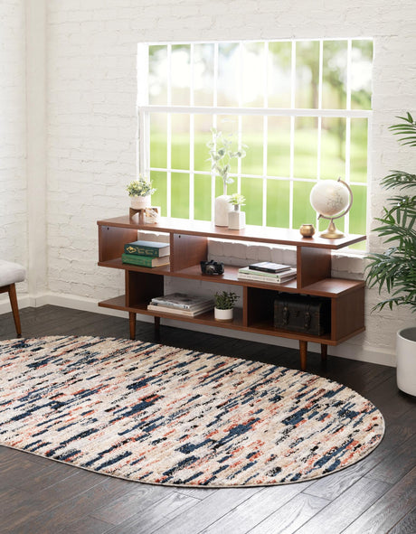 Multicolor 5' x 8' Tucson Oval Area Rug 100% Polyester Unique Modern Carpet for Dining Rooms, Living Room, Bedrooms, Office Space for Sale at Rug Engine
