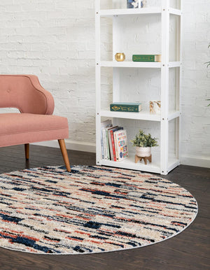 Multicolor 5' x 5' Tucson Round Area Rug 100% Polyester Unique Modern Carpet for Dining Rooms, Living Room, Bedrooms, Office Space for Sale at Rug Engine