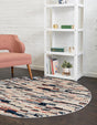 Multicolor 5' x 5' Tucson Round Area Rug 100% Polyester Unique Modern Carpet for Dining Rooms, Living Room, Bedrooms, Office Space for Sale at Rug Engine