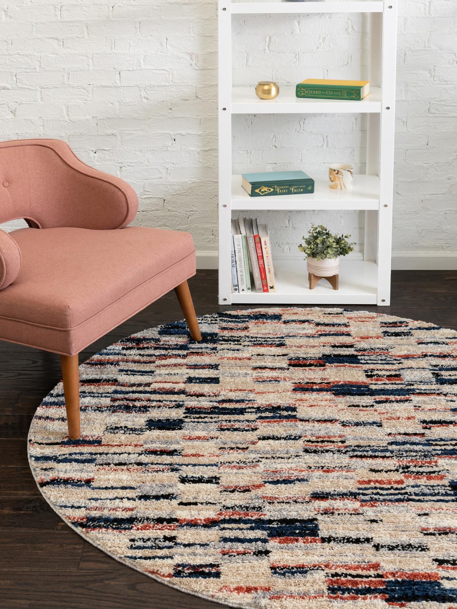 Multicolor 5' x 5' Tucson Round Area Rug 100% Polyester Unique Modern Carpet for Dining Rooms, Living Room, Bedrooms, Office Space for Sale at Rug Engine