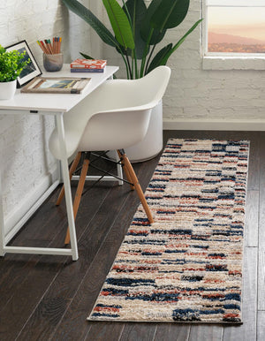 Multicolor 2' 7 x 12' Tucson Runner Area Rug 100% Polyester Unique Modern Carpet for Dining Rooms, Living Room, Bedrooms, Office Space for Sale at Rug Engine