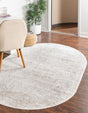 Cream 8' x 10' Oxford Oval Area Rug Traditional Design 100% Polypropylene Carpet for Living Room, Bedrooms, Dining, Office for Sale at Rug Engine