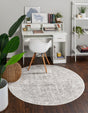 Cream 7' 1 x 7' 1 Oxford Round Area Rug Traditional Design 100% Polypropylene Carpet for Living Room, Bedrooms, Dining, Office for Sale at Rug Engine