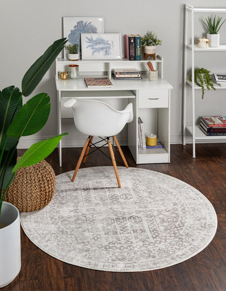 Cream 3' x 3' Oxford Round Area Rug