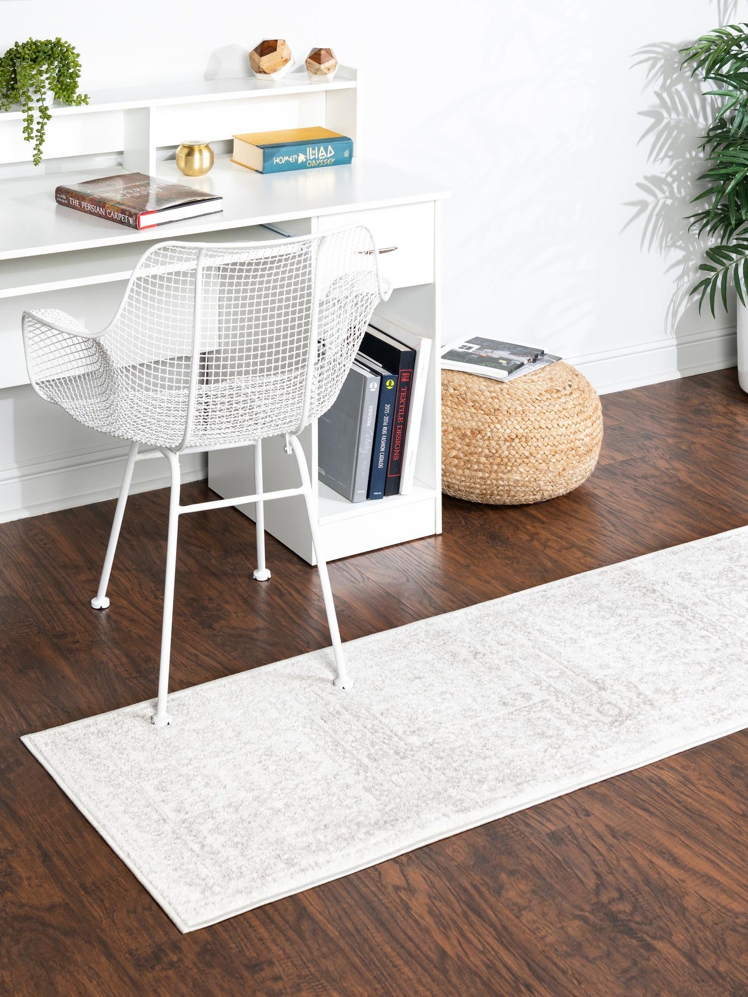 Cream 2' x 8' Oxford Runner Area Rug Traditional Design 100% Polypropylene Carpet for Living Room, Bedrooms, Dining, Office for Sale at Rug Engine