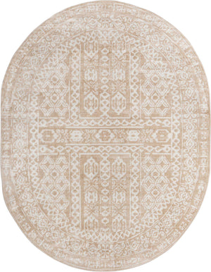Beige 8' x 10' Oxford Oval Area Rug