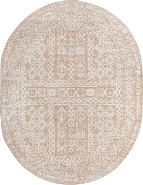 Beige 8' x 10' Oxford Oval Area Rug