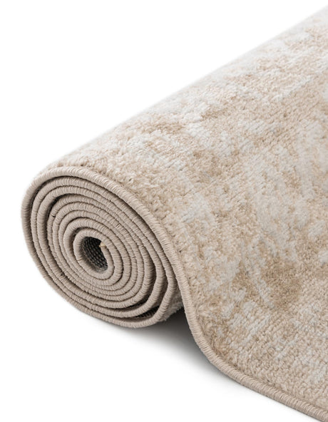 Beige 7' x 7' Oxford Octagon Area Rug Traditional Design 100% Polypropylene Carpet for Living Room, Bedrooms, Dining, Office for Sale at Rug Engine