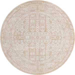 Beige 7' x 7' Oxford Round Area Rug
