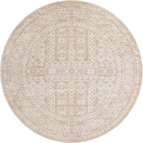 Beige 7' x 7' Oxford Round Area Rug
