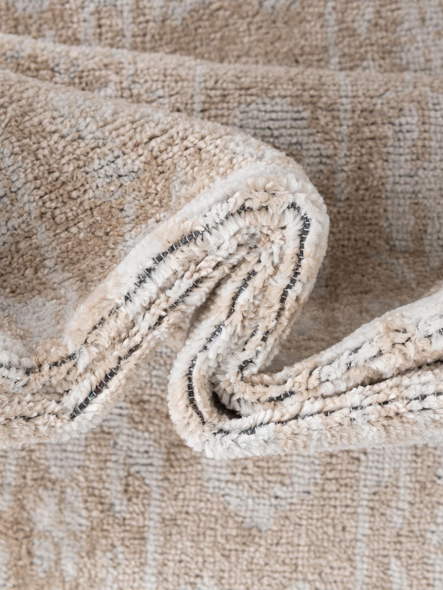 Beige 6' x 6' Oxford Square Area Rug Traditional Design 100% Polypropylene Carpet for Living Room, Bedrooms, Dining, Office for Sale at Rug Engine
