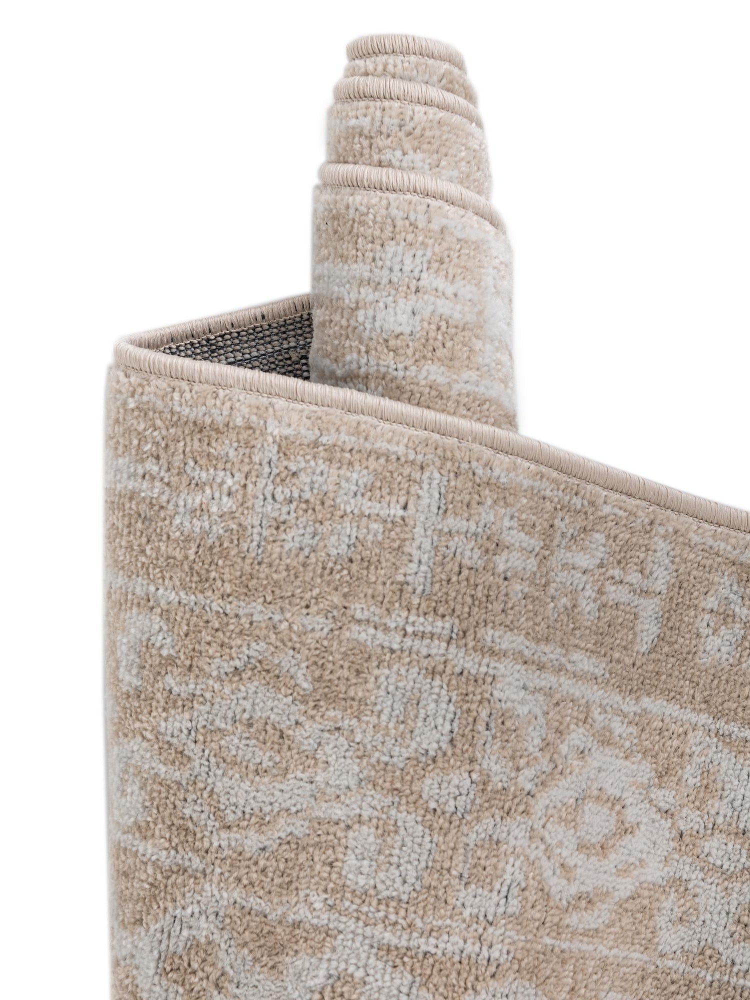 Beige 4' 1 x 4' 1 Oxford Square Area Rug Traditional Design 100% Polypropylene Carpet for Living Room, Bedrooms, Dining, Office for Sale at Rug Engine