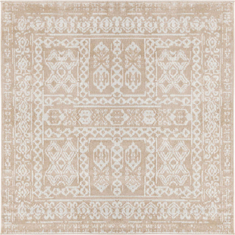 Beige 6' x 6' Oxford Square Area Rug